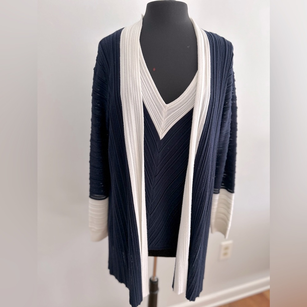 2 pc St John Knit oversized cardigan and matching shell